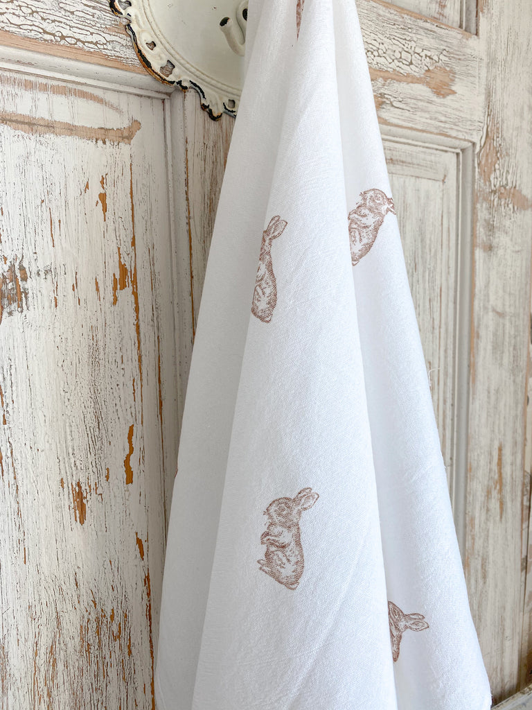 French Rabbit Printed Dish Towel