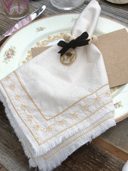 Farmhouse Beaded Napkin Rings With Dried Floral Charms