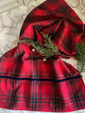 Red Tartan Tea Towel With Bells
