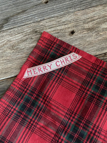 Red Tartan Tea Towel With Bells