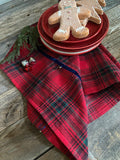 Red Tartan Tea Towel With Bells