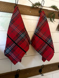 Red Tartan Dish Towel With Bells