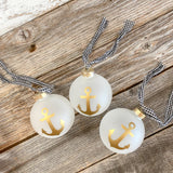 Nautical Anchor Sea Glass Ball Ornament