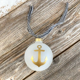 Nautical Anchor Sea Glass Ball Ornament