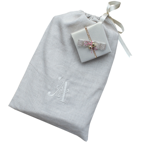 Pure Linen Monogram Lingerie Bag