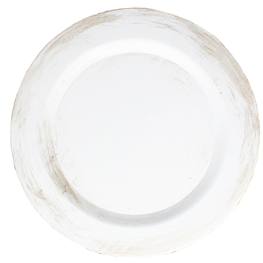 Weathered  Wood Charger-Christmas White