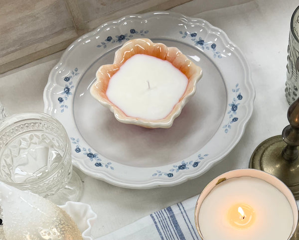 Soy Candle In  Vintage Floral Container