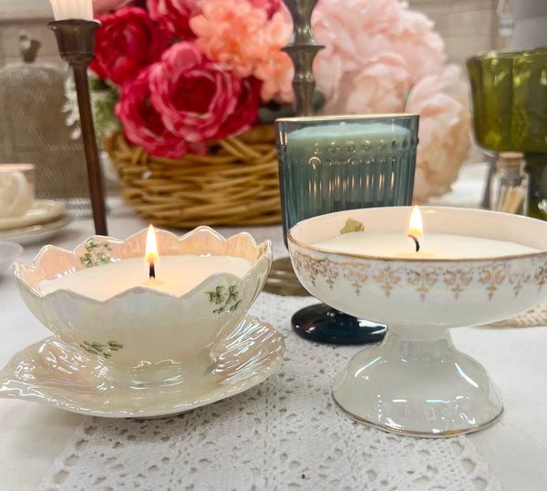 Soy Candles In Vintage Ice Cream Bowls
